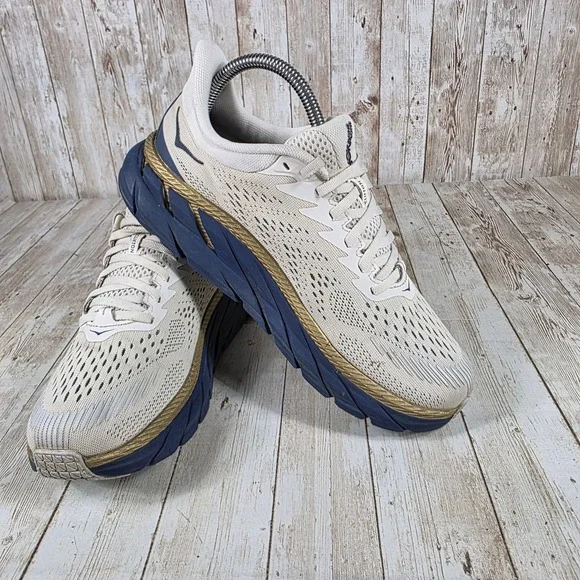 Hoka Athletic Shoes in Cream and Navy - Picture 6 of 8